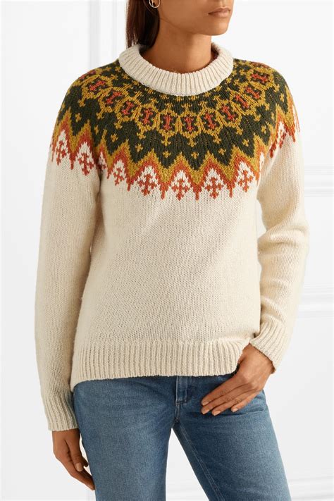 lyst madewell fair isle cotton blend sweater  natural