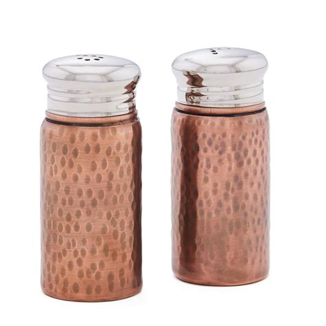 old dutch hammered 3 in h antique copper salt and pepper shaker set with round top 562cu the