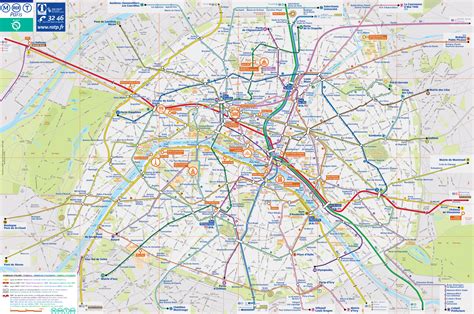 large detailed tourist  transport map  paris city paris city