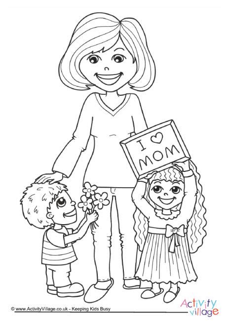 mothers day colouring page mom