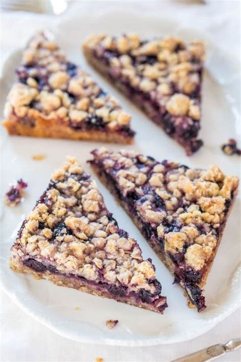 blueberry bars oatmeal crumble topping averie cooks recipe