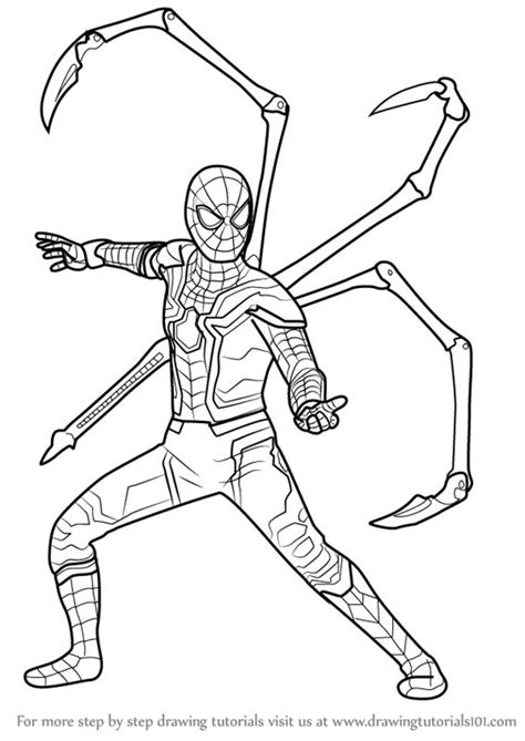step  step   draw iron spider  avengers infinity war