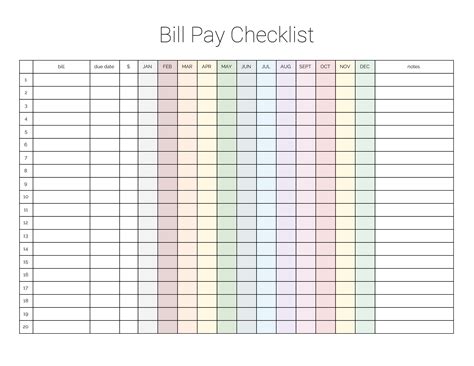 blank chart  monthly bills calendar template printable blank