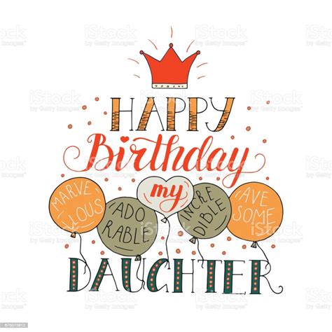 color vector birthday card for daughter unique lettering poster with a