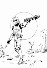 Clone Trooper Wars Coloring Star Commando A4 sketch template
