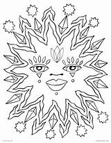 Coloring Pages Symmetrical Adults Sun Printable Face Faces Getcolorings Kids Mandala Celestial Color Mandalas Print sketch template