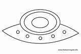 Saucer Flying Outline Coloring Ufo sketch template