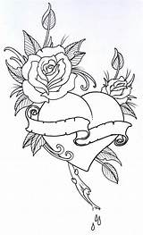 Tattoo Rose Outline Heart Roses Drawing Hearts Coloring Pages Deviantart Vikingtattoo Sketch Roseheart Adult Realistic Tattoos Printable Outlines Drawings Pencil sketch template