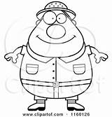 Man Chubby Safari Clipart Cartoon Coloring Thoman Cory Outlined Vector sketch template