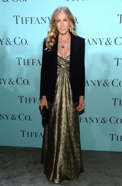 Sjp Dazzled In A Vintage Vicky Tiel Gold Strapless Gown