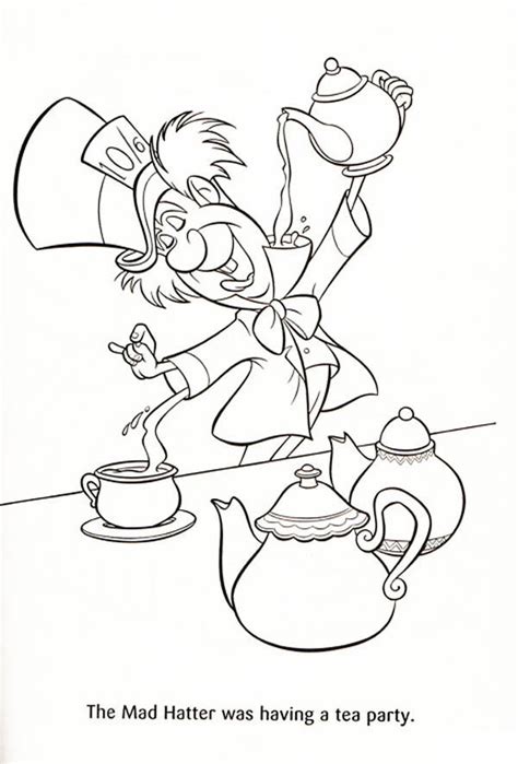 mad hatter    tea party coloring page color luna