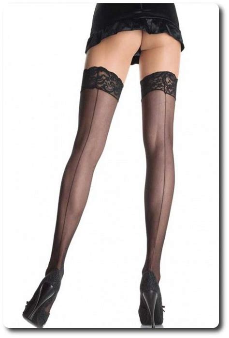 Leg Avenue Sheer Black Stockings And Seam 1101 £6 10 Black Lace Tops
