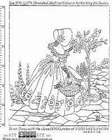 Embroidery Crinoline Sunbonnet Ribbon Transfers sketch template