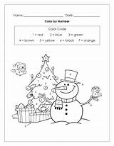 Christmas Color Number Numbers Printable Pages Coloring Sheets Worksheets Worksheet Activity Winter Via Adults sketch template