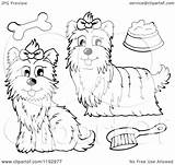 Yorkie Coloring Pages Dogs Dog Bone Brush Food Clipart Poo Bowl Royalty Vector Cartoon Visekart Template Getcolorings sketch template