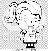 Waving Girl Clipart Coloring Smiling Outlined Cartoon Vector Clip Thoman Cory sketch template