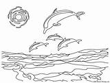 Coloring Pages Dolphins Hard Beach Open Click Small Version Large Dolphin Color Easy sketch template