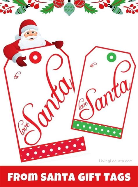 printable christmas gift tags  santa