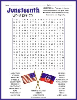 juneteenth word search  puzzles  print teachers pay teachers