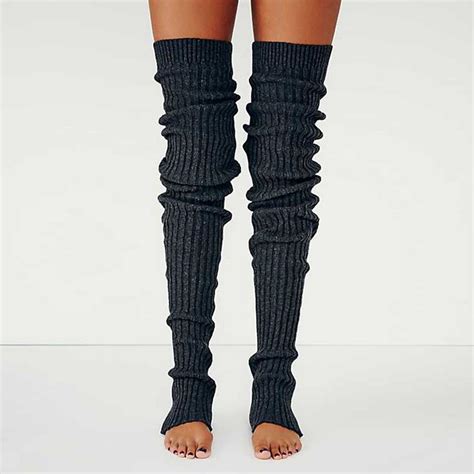 Women Knitted Leg Warmers Casual Style Solid Color Footless Thigh High