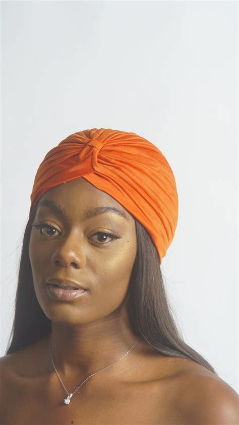 Orange Plain Slip On Turban Types Of Female Ready Made Turbans