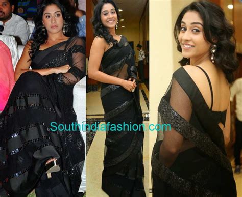 Regina Cassandra In Black Saree – South India Fashion