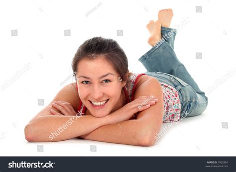 young woman lying  stock photo  shutterstock