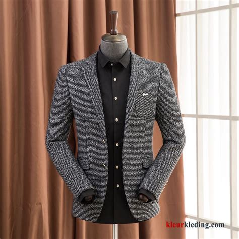 grijs casual jas wol slim fit nieuw blazer winter pak heren goedkoop