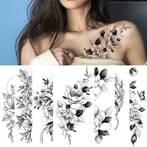 women temporary tattoos sexy tattoo sticker flower tatoo sticker chest