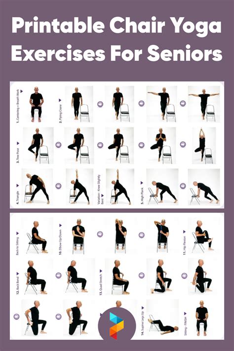 printable chair yoga exercises  seniors printableecom