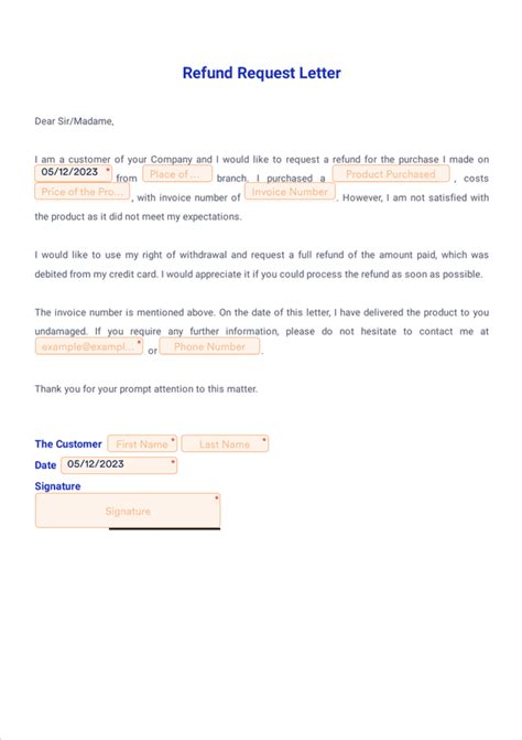 request letter  refund template format sample exam vrogueco