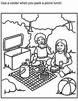 Picnic Coloring Pages Food Kids Safety Clipart Family Picnics Eating Color Print Foods Printable Sheets Blanket Gif Healthy Activities Drawings sketch template