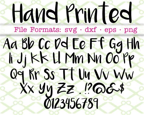 hand printed svg font cricut silhouette files svg dxf eps png
