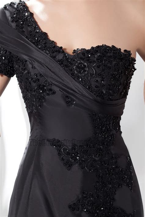 sexy black lace one shoulder evening dress prom gown thecelebritydresses