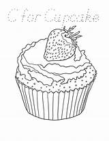 Cupcake Coloring Strawberry Netart sketch template