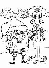 Coloring Present Pages Presents Spongebobs Christmas Kids sketch template