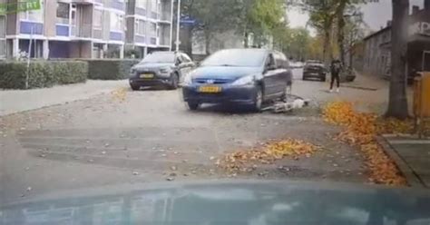 beelden op dumpert tonen hoe automobilist na ruzie opzettelijk inrijdt op fietser eindhoven