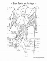 Raphael Archangel Saint Catholic Coloring Catholicplayground Pages St sketch template