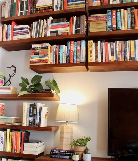 massive wall  floating bookshelves   install south house designs