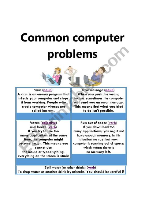 common computer problems esl worksheet  teachercr riset