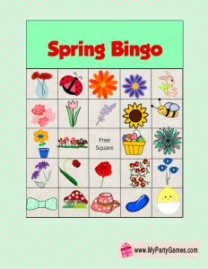 printable spring picture bingo cards bingo cards printable