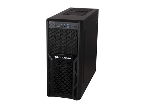 cougar solution black steel atx mid tower computer case with 12cm