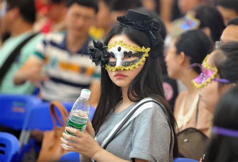 a masked girl participates in a joint dating party in