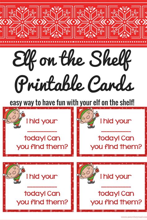elf   shelf ideas  printable cards  worthey life