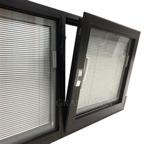 double glazed black aluminum tilt turn window  magnetic blinds chinadouble glazed