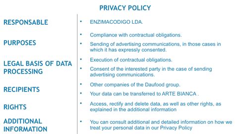 arte bianca privacy policy