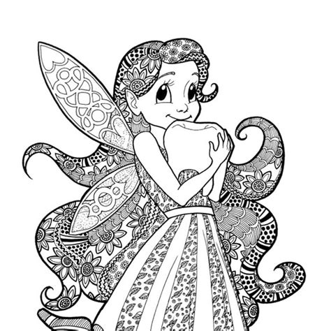 tooth fairy coloring page zentangle  art decorative etsy ireland