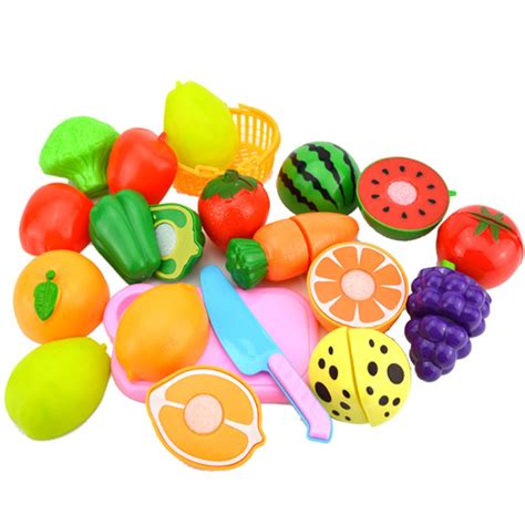 pretend play plastic food toy cutting fruit vegetable  children