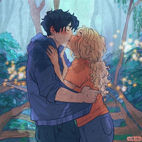 Kiss In The Forest Art By Viria Percy Jackson Art Percy Jackson