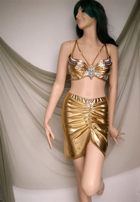 Gold Goddess Rave Bra Egyptian Princess Crystals Edc Bra Etsy